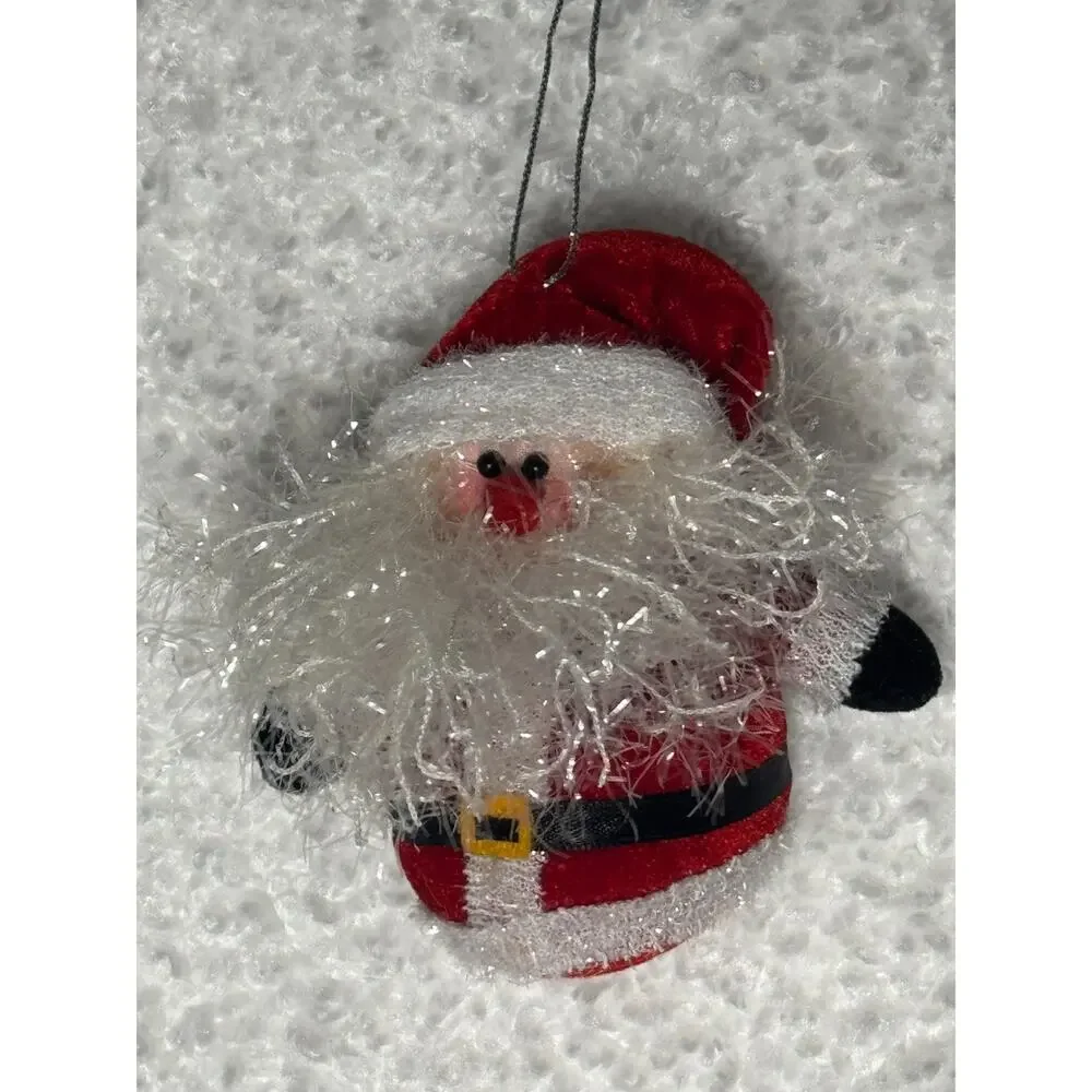 15 Santa Christmas Ornaments Crochet Macrame Bells, Clips, Vintage Handmade